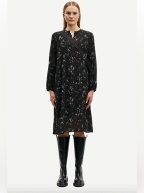Samsøe Samsøe Saselma seasonal midi Dress abstract print size small dark tones